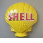 V109 - Half Shell Globe  Sign in yellow ready to display
